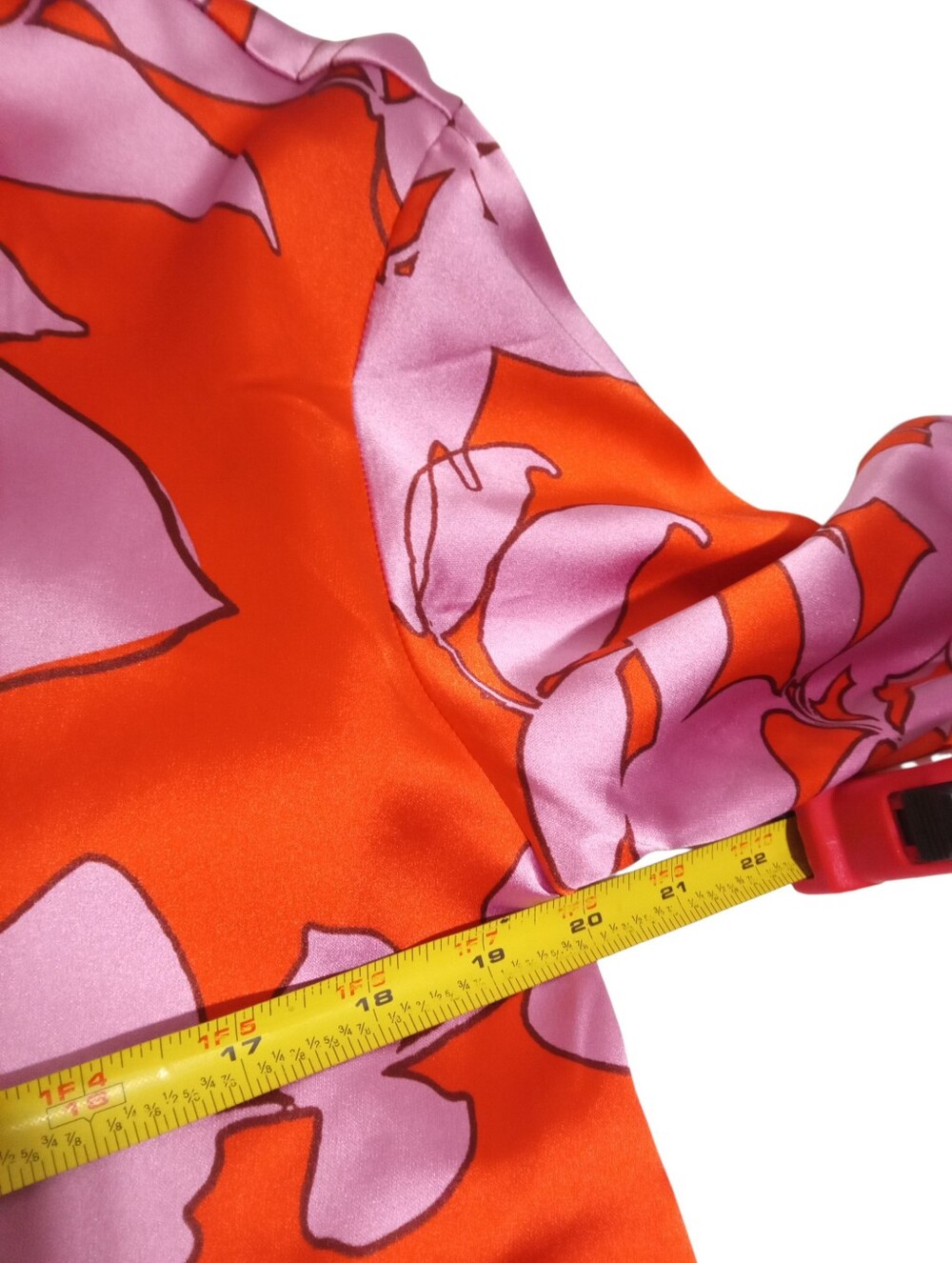 House of Harlow 1960 Floral Satin Button Blouse Pink Red Retro Statement Sz M - Picture 4 of 8